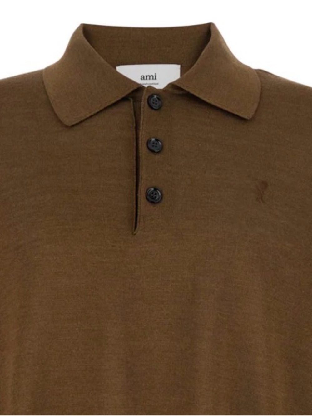 AMI Brown Knit Polo Shirt - Ami